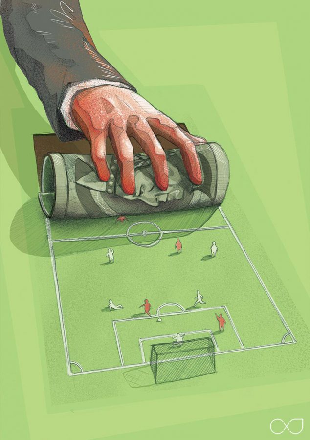 Who rules football illustration for Kopalnia magazine by Jakub Cichecki